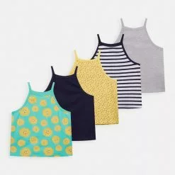 Friboo Niños STRAPPY VEST 5 PACK - Top - Multi-coloured - 917_yellow - 202_dark Blue - 503