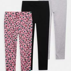 Friboo Niños BASIC GIRLS 3 PACK - Leggings - Pink - 402_grey - 102_black - 802