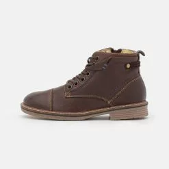 Friboo Niños Botines Con Cordones - Dark Brown