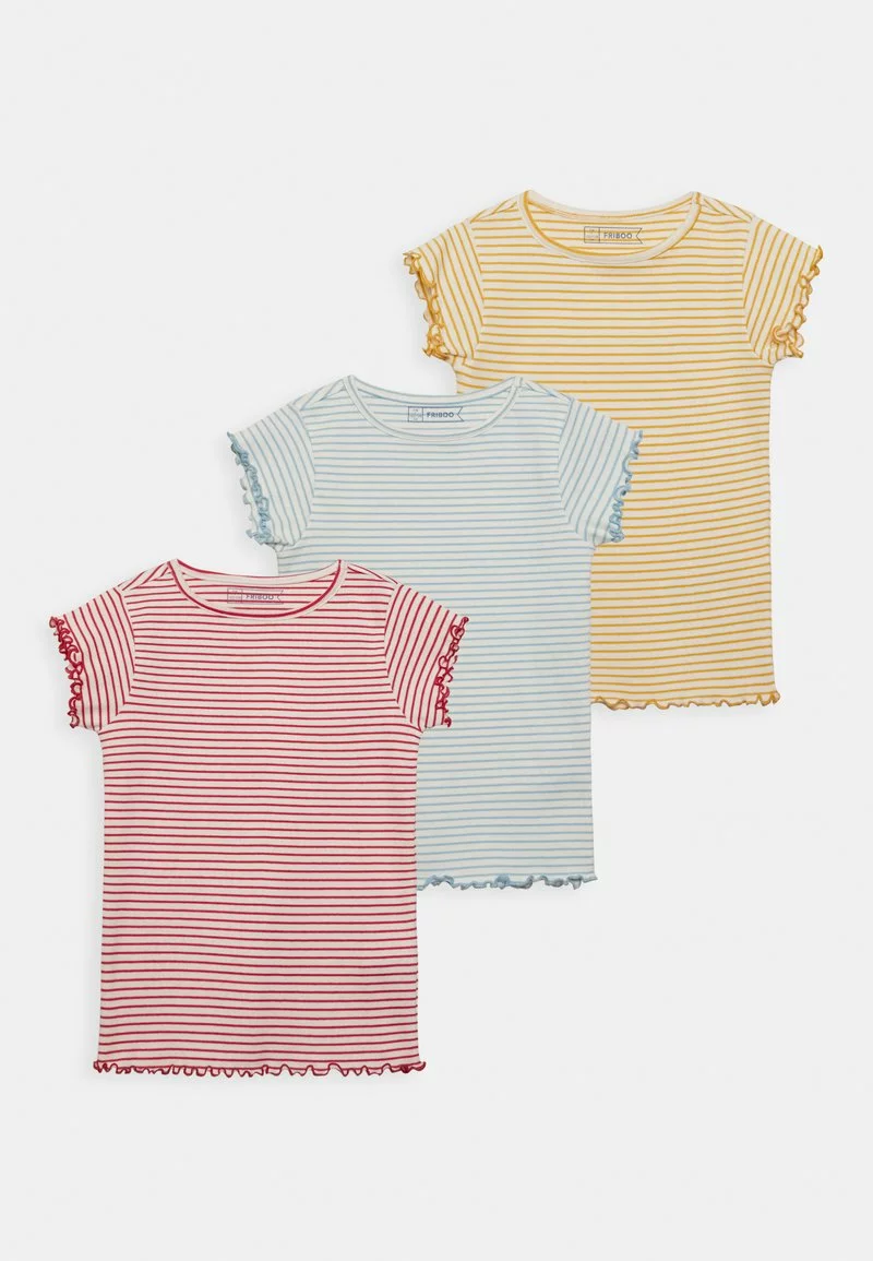 Friboo Niños 3 PACK GIRL RIB TEE - Camiseta Básica - Blue - 502_yellow - 202_pink - 402 3 Friboo Niños 3 PACK GIRL RIB TEE - Camiseta Básica - Blue - 502_yellow - 202_pink - 402